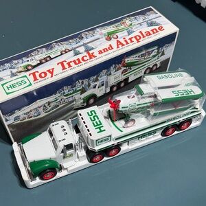 Hess 2002 Toy Truck and Airplane - White and Green